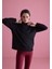 Kadın Siyah Renk Yıkamalı Cepli Yarım Boğazlı Sweatshirt 3