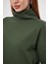 Kadın Haki Balıkçı Yaka Sweatshirt 2