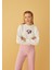 Kadın Önü Mor Nakışlı 3 Iplik Şardonlu Sweatshirt 3