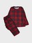 Kız Çocuk Pamuklu Süet Kumaş Kırmızı Ekose Desenli Uzun Kollu Pijama Takımı 1