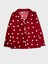 Kız Çocuk Pamuklu Süet Kumaş Kırmızı Kalp Desenli Gömlek Yaka Düğmeli Uzun Kollu Pijama Takımı 4