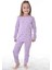 Çiçek Desenli Fitilli Lila Çocuk Pijama Takımı 2
