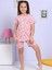 Gökkuşağı Desenli Şortlu Pembe Pijama Takımı 2