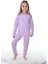 Çiçek Desenli Lila Fitilli Çocuk Pijama Takımı 1