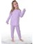 Çiçek Desenli Lila Fitilli Çocuk Pijama Takımı 2