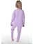 Çiçek Desenli Lila Fitilli Çocuk Pijama Takımı 3