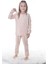 Çiçek Desenli Bej Fitilli Çocuk Pijama Takımı 1