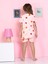 Çilek Desenli Fitilli Kumaş Pembe Şortlu Pijama Takımı 4