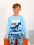 Dinozor Desen Koyu Mavi Pamuklu Erkek Çocuk Pijama Takım 3
