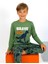 Dinozor Desen Yeşil Pamuklu Erkek Çocuk Pijama Takım 3