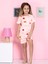 Çilek Desenli Fitilli Kumaş Pembe Şortlu Pijama Takımı 2