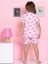 Unicorn Desenli Fitilli Kumaş Pembe Şortlu Pijama Takımı 2