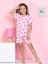 Unicorn Desenli Fitilli Kumaş Pembe Şortlu Pijama Takımı 3