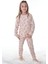 Çiçek Desenli Bej Fitilli Çocuk Pijama Takımı 1