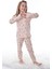 Çiçek Desenli Bej Fitilli Çocuk Pijama Takımı 2