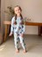 Buz Mavisi Stitch Desen Fitilli Kız Çocuk Pijama Takım 2