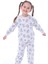 Mavi Çiçek Desenli Krem Çocuk Pijama Takımı 3
