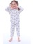 Mavi Çiçek Desenli Krem Çocuk Pijama Takımı 4