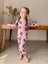 Pembe Stitch Desen Fitilli Kız Çocuk Pijama Takım 1