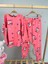 Kalp Desen Fitilli Pembe Kız Çocuk Pijama Takım 1