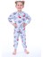 Yılbaşı Desen Çizmeli Kedili Gri Çocuk Pijama Takımı 1