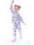 Yılbaşı Desen Çizmeli Kedili Gri Çocuk Pijama Takımı 2