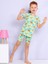 Dinozor Desenli Yeşil Şortlu Pijama Takımı 4