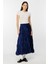 Pileli Kırınkıl Saten Etek Lacivert 2