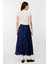 Pileli Kırınkıl Saten Etek Lacivert 3