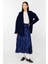 Pileli Kırınkıl Saten Etek Lacivert 4