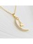 Ay Yıldızlı Kolye Kadın Kolye Zirkon Taşlı Çelik Gold 40+5cm 1