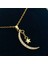 Ay Yıldızlı Kolye Kadın Kolye Zirkon Taşlı Çelik Gold 40+5cm 3