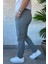 Bel Bağlama Detaylı Kendinden Desenli Jogger Erkek Pantolon P-00013650 2