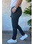 Bel Bağlama Detaylı Kendinden Desenli Jogger Erkek Pantolon P-00013650 2