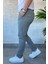 Erkek Kendinden Desenli Bel Bağlamalı Jogger Pantolon P-00013647 2