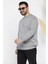Erkek Yaka Yazı Baskılı Şardonlu Üç Iplik Sweatshirt 1