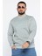 Erkek Bisiklet Yaka Nakışlı Şardonlu Üç Iplik Sweatshirt 1