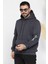 Erkek Kapüşonlu Şardonlu Baskılı Sweatshirt 1