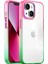 Apple iPhone 13 Air Bumper Rainbow Kılıf Pink Green 1