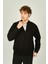 Erkek Fermuarlı Çift Cepli Hakim Yaka Triko Yün Mont 9040 Siyah 2