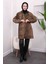 Camel Bel Büzgülü Kapüşonlu Leopar Trenç 2