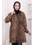 Camel Bel Büzgülü Kapüşonlu Leopar Trenç 3
