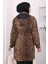 Camel Bel Büzgülü Kapüşonlu Leopar Trenç 4