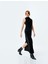 Drape Detaylı Slim Fit Kolsuz Uzun Kadife Elbise 1