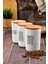 3'lü Ahşap Vakum Kapaklı Transfer Etiketli Turkıshcoffe/filtercoffe/nescafe Akrilik Kavanoz 900ML 1