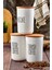 3'lü Ahşap Vakum Kapaklı Transfer Etiketli Turkıshcoffe/filtercoffe/nescafe Akrilik Kavanoz 900ML 2