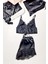 Faryanight 8 Parça Ipek Saten Gecelik Sabahlık Büstiyer Pijama Şort Çeyiz Seti 5