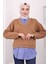 Taba Çizgili Garnili Modal Gömlek Kombinli Sweat 1
