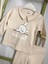 Tavşan Baskılı Pijama Takımı Bebek Ikili Alt-Üst Takım Modelleri Bebek Giyim Pamuklu Bebek Takımları Bej Renginde Bebek Takımları 4