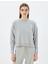 Oversize Bisiklet Yaka Gri Kadın Sweatshirt 5WAK10186EK 3